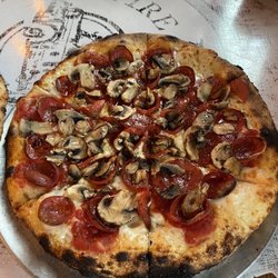 Old Central Firehouse Pizzeria & Taproom - Pepperoni Mushroom Pizza.