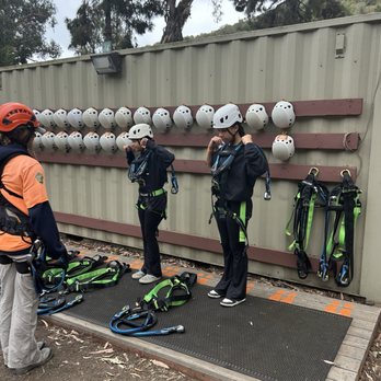 Catalina Aerial Adventure - Getting harnessed. - Challenge Courses Near Me - Avalon, California