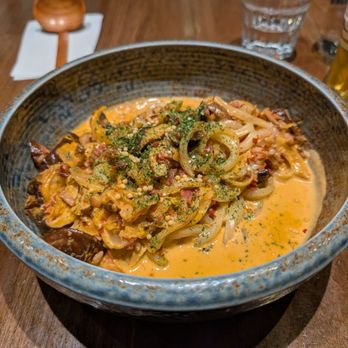 Udon Lab - Kimchi bacon cream udon - Noodles Near Me - New York, New York Udon Lab - Kimchi bacon cream udon - Noodles Near Me - New York, New York