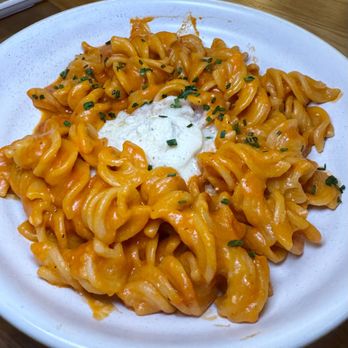 Alta Via Market Square - Fusilli with vodka sauce, Calabrian chili, whipped mascarpone, and chives - Italian Near Me - Pittsburgh, Pennsylvania Alta Via Market Square - Fusilli with vodka sauce, Calabrian chili, whipped mascarpone, and chives - Italian Near Me - Pittsburgh, Pennsylvania