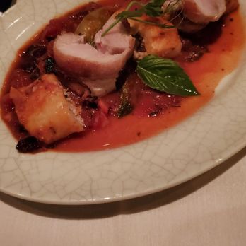 Timo - APPLEWOOD SMOKED BACON WRAPPED RABBIT LOIN WITH STUFFED GNOCCHI & PROVENÇAL TOMATOES - Italian Near Me - Sunny Isles Beach, Florida Timo - APPLEWOOD SMOKED BACON WRAPPED RABBIT LOIN WITH STUFFED GNOCCHI & PROVENÇAL TOMATOES - Italian Near Me - Sunny Isles Beach, Florida