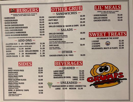 Menu photo 3 Grumps Burgers Abilene, TX