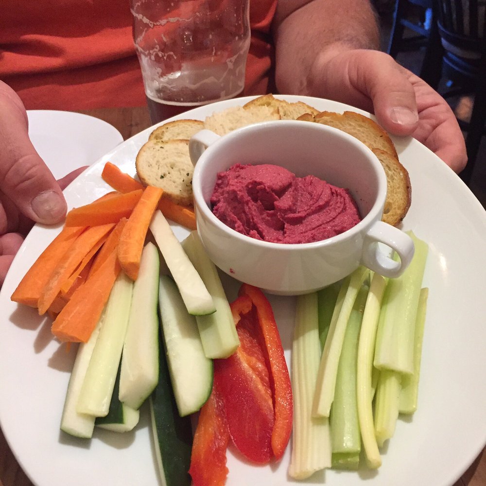 Babcock's Grove House - Roasted Beet Humus with fresh cut seasonal veggies - Comfort Food Near Me - Lombard, Illinois Babcock's Grove House - Roasted Beet Humus with fresh cut seasonal veggies - Comfort Food Near Me - Lombard, Illinois