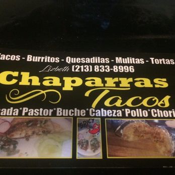 Chaparras tacos - a menu for a mexican restaurant - Food Stands Near Me - Los Angeles, California Chaparras tacos - a menu for a mexican restaurant - Food Stands Near Me - Los Angeles, California