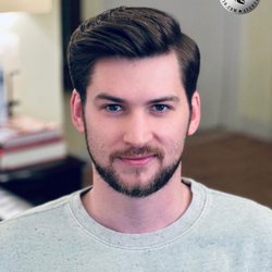 Haircuts By Sergio Slavnov - Classic side part men's haircut by NYC's renowned hairstylist Sergio Slavnov. Hairstyling with Avenue Man Hair Mousse and Hair Spray