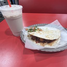 Quesadillas el pastor and horchata Quesadillas el pastor and horchata