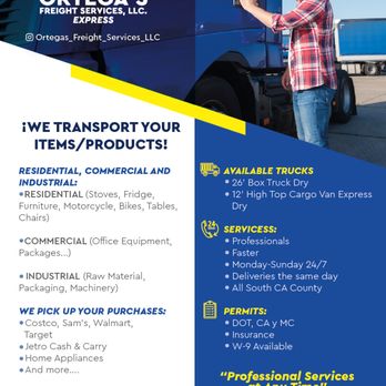 Ortega’s Freight Services - We work in commercial, residential and industrial areas. - Couriers & Delivery Services Near Me Ortega’s Freight Services - We work in commercial, residential and industrial areas. - Couriers & Delivery Services Near Me