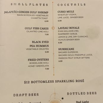 Curio Bistro - Drink Menu - 15-Jan-2020 - Cajun/Creole Near Me - New Orleans, Louisiana