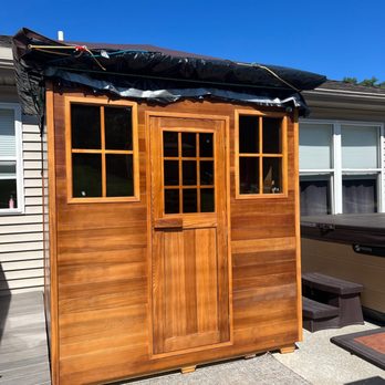 Enlighten Sauna - Tarped up roof - Saunas Near Me - Burlingame, California