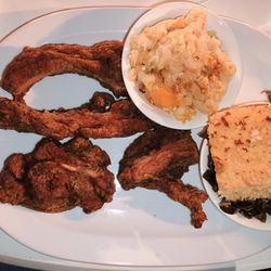 Milan Grill & Bar - Fried Pork Ribs Mac & Cheese with Collard Greens and Cornbread