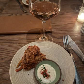 Brasero - Restaurant week 4 course Menu selections : (1) Hamachi, (2) fried chicken, (3) waygu, (4) chocolate cake - Latin American Near Me - Chicago, Illinois