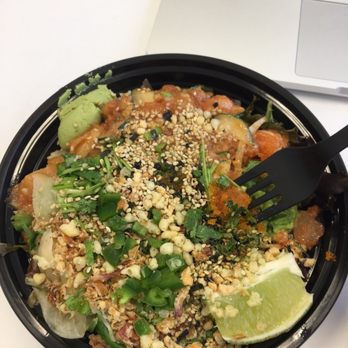 Uroko Poke - Half brown rice and half salad, salmon, yellowtail and crabmeat, I add all I can get in the last step. Love it! Yummy yummy! - Japanese Near Me - Costa Mesa, California Uroko Poke - Half brown rice and half salad, salmon, yellowtail and crabmeat, I add all I can get in the last step. Love it! Yummy yummy! - Japanese Near Me - Costa Mesa, California