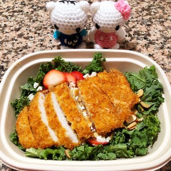 Katsu Bar - Kale Salad with strawberries and chicken katsu - Japanese Curry Near Me - Torrance, California Katsu Bar - Kale Salad with strawberries and chicken katsu - Japanese Curry Near Me - Torrance, California