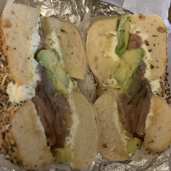 Kossar's Bagels & Bialys - Essex Street Sandwich - Pastrami Smoked Salmon, Chive Cream Cheese, Avocado, and Dill - Bakeries Near Me - New York, New York Kossar's Bagels & Bialys - Essex Street Sandwich - Pastrami Smoked Salmon, Chive Cream Cheese, Avocado, and Dill - Bakeries Near Me - New York, New York
