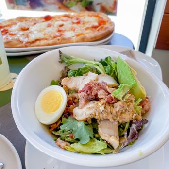 Panera Bread - Cobb salad with chicken and margarita flatbread pizza - Sandwiches Near Me - Urbandale, Iowa Panera Bread - Cobb salad with chicken and margarita flatbread pizza - Sandwiches Near Me - Urbandale, Iowa