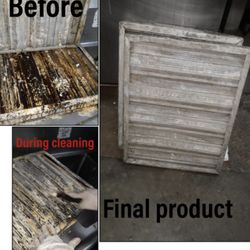 J & N Duct Cleaning Services - Cleaning a dirty kitchen hood filter