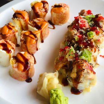 Sushi Factory - Left: Super Mario Roll. Right: waitress recommendation (tuna on top of roll) - Japanese Near Me - Columbus, Ohio Sushi Factory - Left: Super Mario Roll. Right: waitress recommendation (tuna on top of roll) - Japanese Near Me - Columbus, Ohio