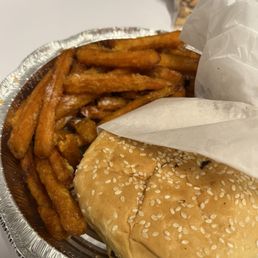 Cheese burger and fried Cheese burger and fried
