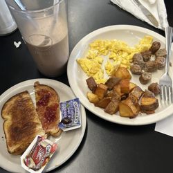 Ted & Ali's Corner Cafe - Potatoes Egg Sausage toast chocolate milk