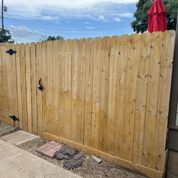 Bomb City Fence - Stain is splotches - Fences & Gates Near Me - Amarillo, Texas