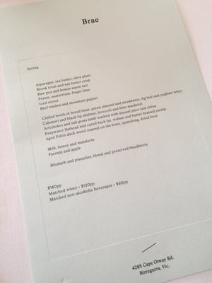 Menu photo 4 Brae Birregurra, VIC