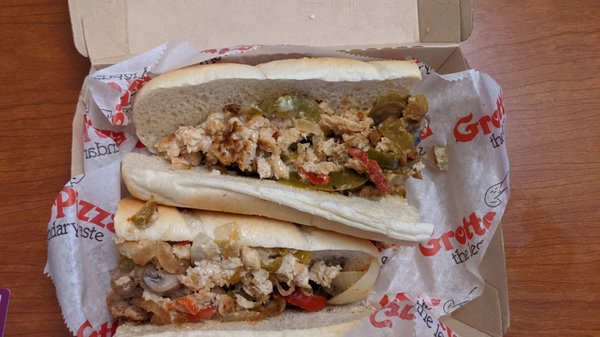 Photo of Grotto Pizza - Wilkes Barre, PA, US. Chicken Philly cheese steak. I ordered the regular one but I got this one and I'm not disappointed it was very good.