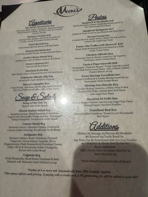 Menu photo 1 Meoni's Italian Kitchen Bullhead City, AZ