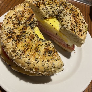 Kaffe 101 - Breakfast bagel with pepper jack cheese on an everything bagel - Coffee & Tea Near Me - Coos Bay, Oregon Kaffe 101 - Breakfast bagel with pepper jack cheese on an everything bagel - Coffee & Tea Near Me - Coos Bay, Oregon