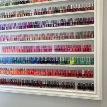 Pink Polish Nails Bar - One wall of color options - Nail Salons Near Me - Gilbert, Arizona