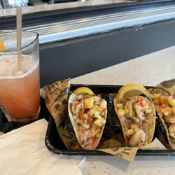 Grilled Shrimp Tacos & a Bahama Mama drink. Delicious.