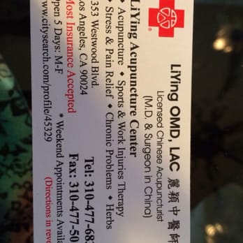 LiYing Acupuncture Center - Business Card - Acupuncture Near Me - Anaheim, California
