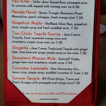 Two Chicks - Cocktail menu - Breakfast & Brunch Near Me - Reno, Nevada Two Chicks - Cocktail menu - Breakfast & Brunch Near Me - Reno, Nevada