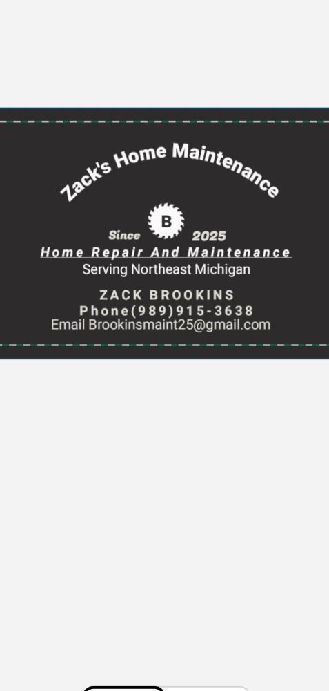 Slide of Zack's Home Maintenance