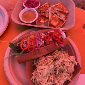 Photo of Wursthall - San Mateo, CA, United States. Kasedilla and vegan sausage