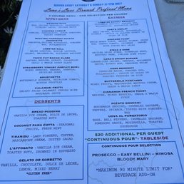 Brunch menu Brunch menu