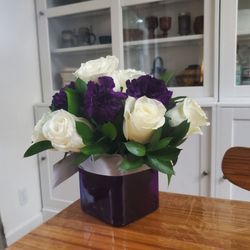 Chico Florist - White roses and carnations which made the perfect decor for my event. This is two days later. Still beautiful