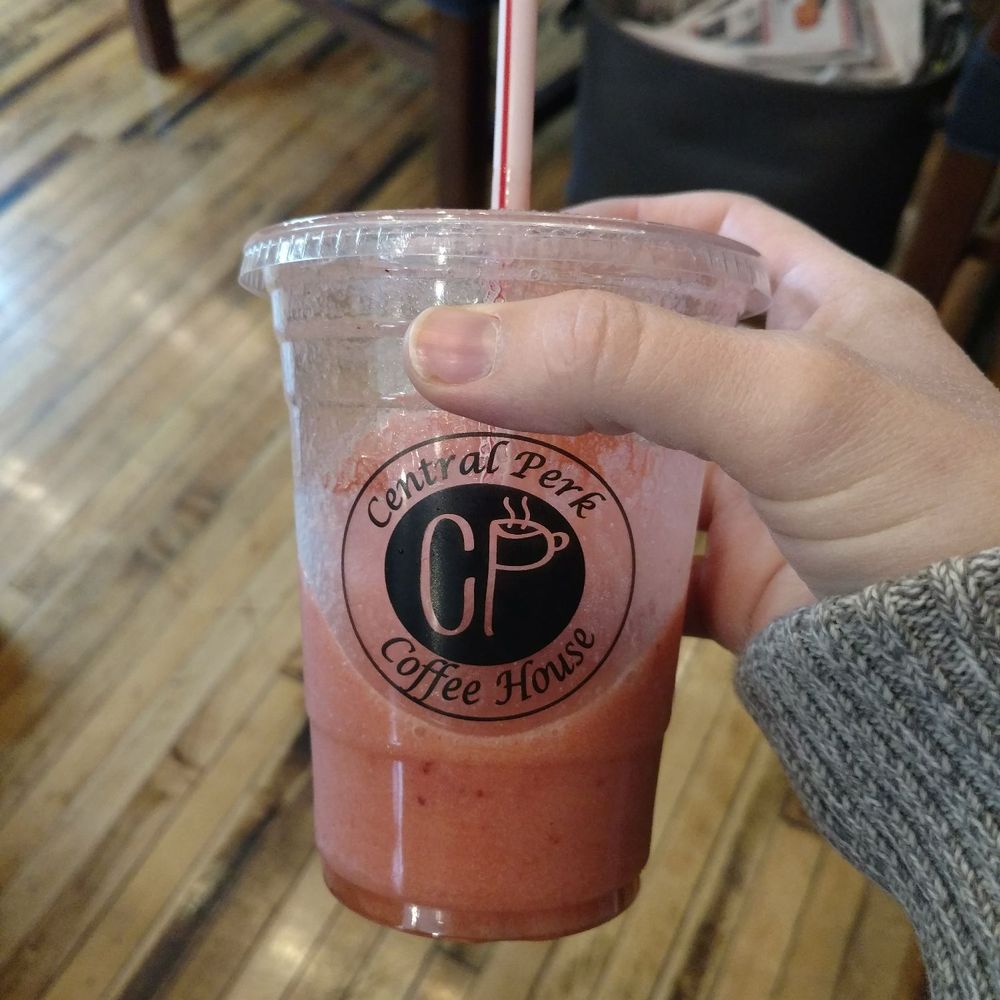 Banana, strawberry, peach smoothie