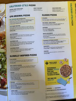 California Pizza Kitchen Lunch Menu: Delightful Choices