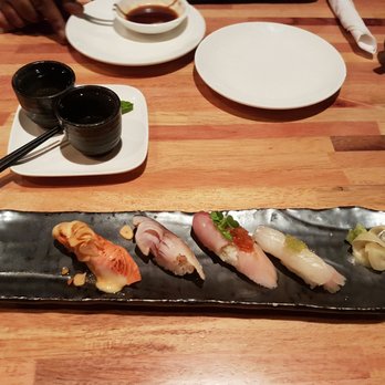 Japonais Bistro - Sushi L to R torched salmon with garlic chips and truffle mayo, torched mackerel in homestyle marinade,other 2 they were raw and delicious - Japanese Near Me - Edmonton, Alberta Japonais Bistro - Sushi L to R torched salmon with garlic chips and truffle mayo, torched mackerel in homestyle marinade,other 2 they were raw and delicious - Japanese Near Me - Edmonton, Alberta
