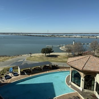Hilton Dallas/Rockwall Lakefront - Room view overlooking pool and lake - Hotels Near Me - Rockwall, Texas