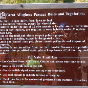 Great Allegheny Passage - Trail Rules - Hiking Near Me - Cumberland, Maryland Great Allegheny Passage - Trail Rules - Hiking Near Me - Cumberland, Maryland