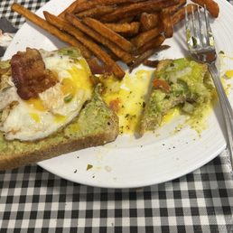 Fresh AVOCADO TOAST  Sweet potato fries to die for