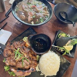 Lemongrass rice plate and Pho Lemongrass rice plate and Pho