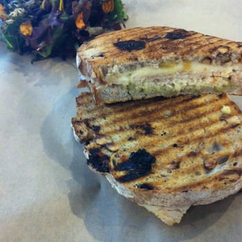 Romancing the Bean Cafe - Turkey and Swiss pressed sandwich on walnut raisin - Coffee & Tea Near Me - Burbank, California