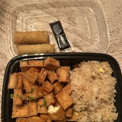 Asia Wok - Brownsburg - General Tso's Tofu Fried Rice Vegetable Spring Roll Soy Sauce