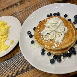 Lemon Blueberry Goat Cheese Pancakes