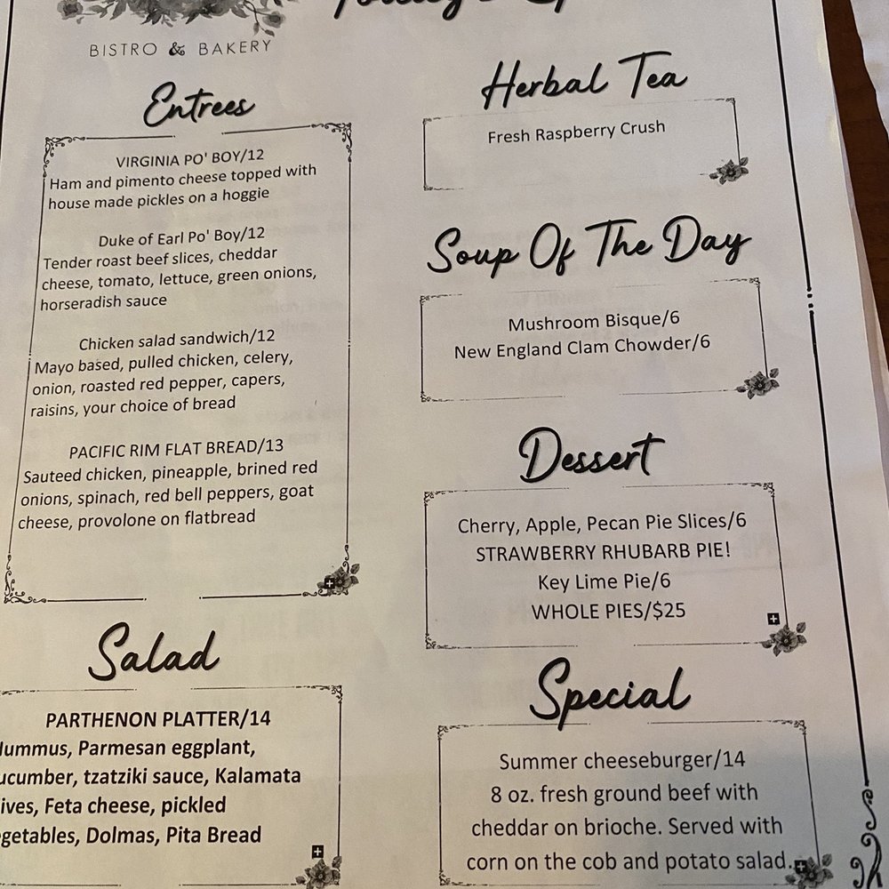 Evie's Bistro and Bakery - Specials menu - New American Near Me - Roanoke, Virginia Evie's Bistro and Bakery - Specials menu - New American Near Me - Roanoke, Virginia