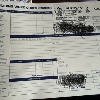 Massey Plumbing - No real description was given, just money taken. - Plumbing Near Me - Gastonia, North Carolina