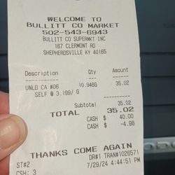 Beech Grove Market - M&s Liquor - Fuel receipt to replace gas