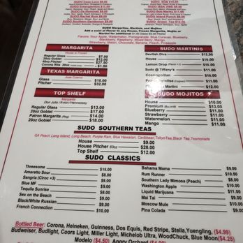 SUDO BAR & GRILL - Drink menu - Sports Bars Near Me - Ellenwood, Georgia SUDO BAR & GRILL - Drink menu - Sports Bars Near Me - Ellenwood, Georgia